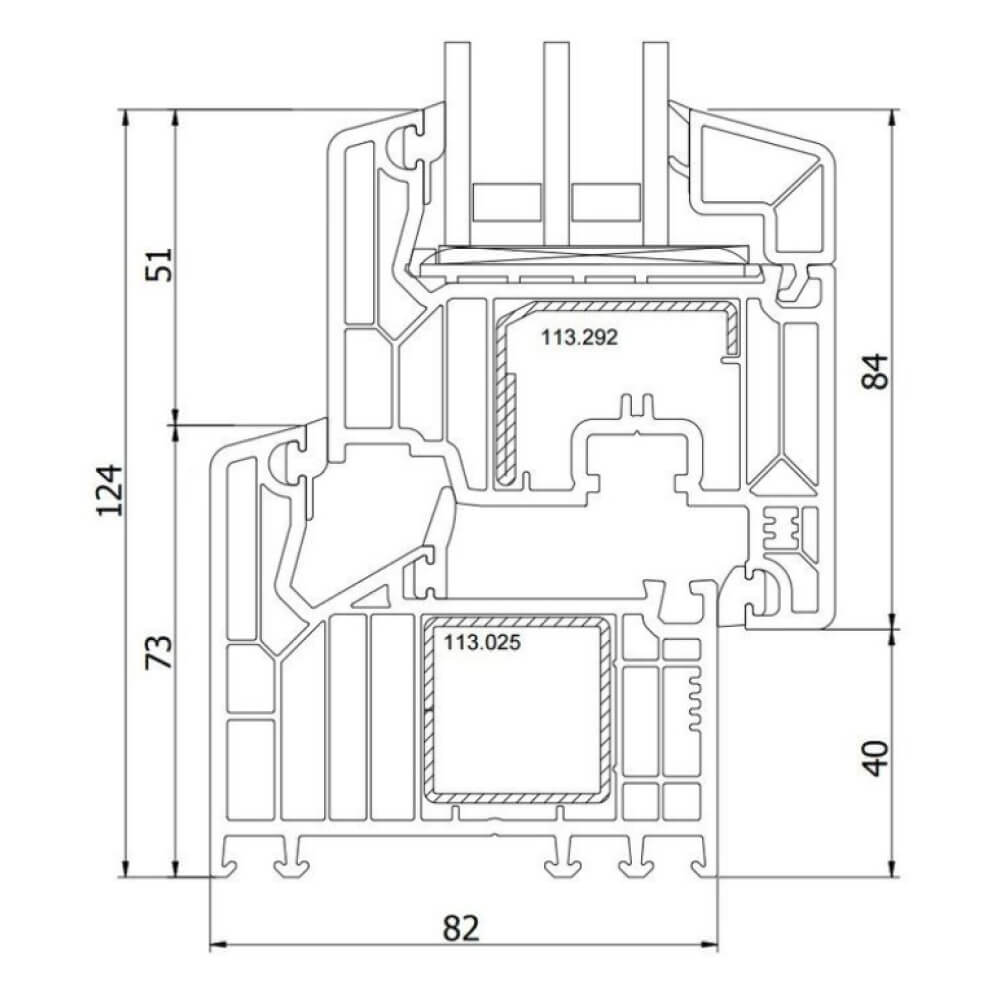 Plano del perfil Veka Softline 82