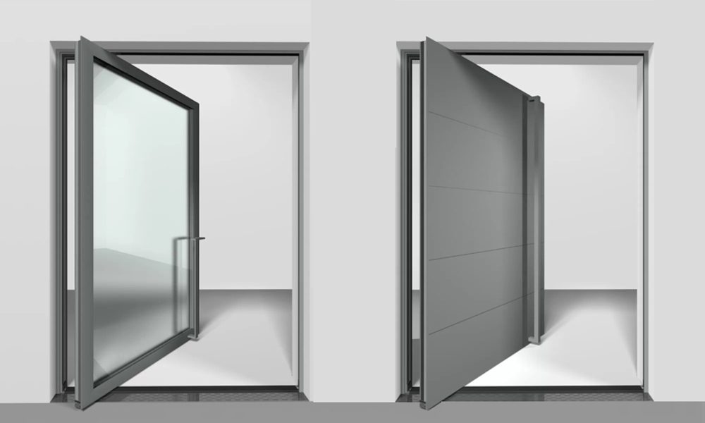 Puerta pivotante gigante Cortizo Millennium Pivot